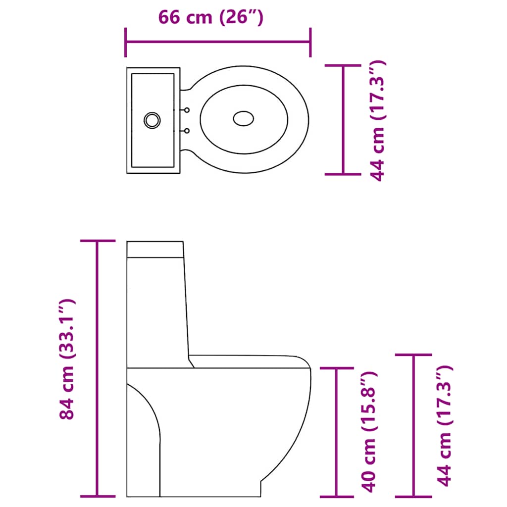 Vaso WC in Ceramica da Bagno Rotondo Base con Scarico Nero - homemem39