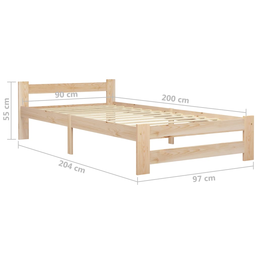 Giroletto senza Materasso 90x200 cm in Legno Massello di Pino | homemem39