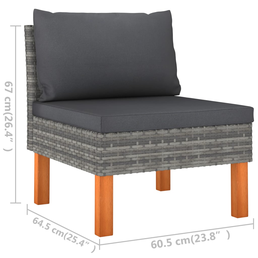 Divano da Giardino a 3 Posti con Cuscini Grigio in Polyrattan | homemem39