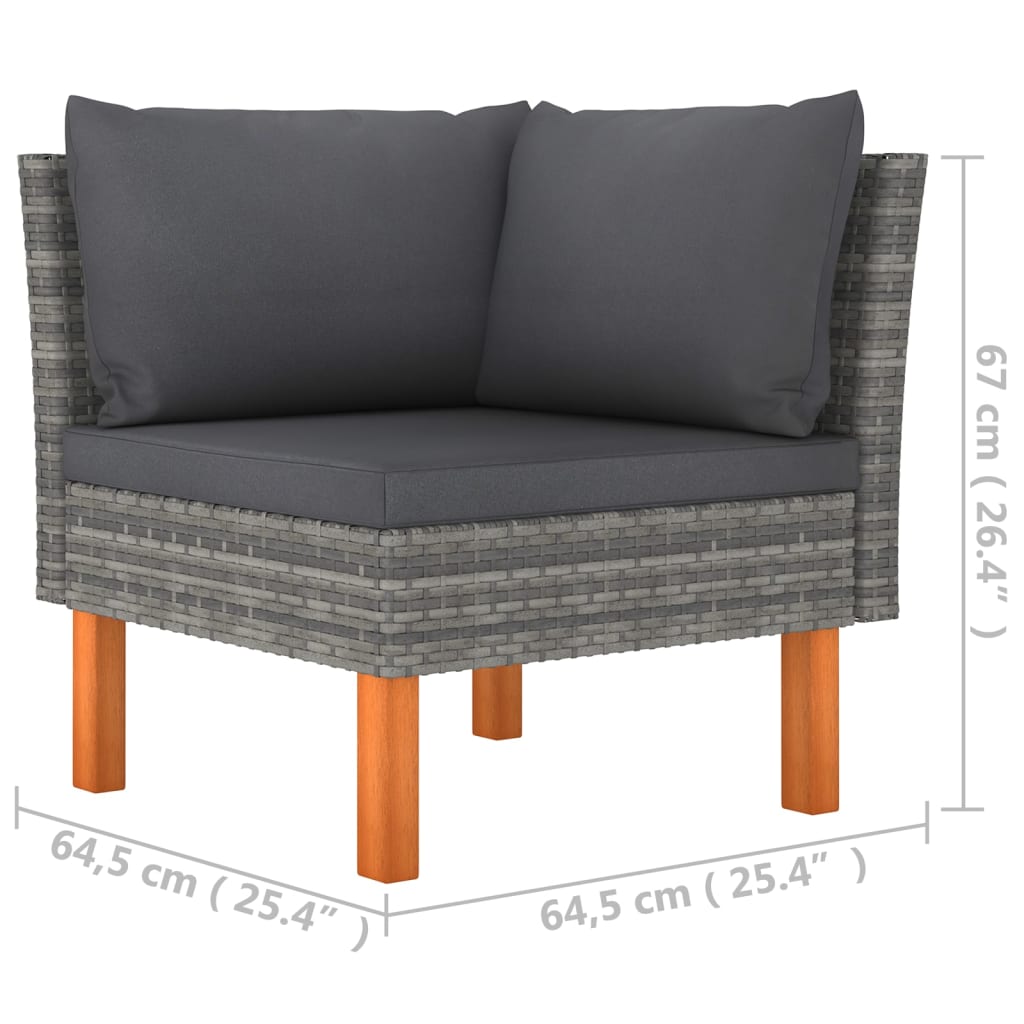 Set Divani da Giardino 8 pz con Cuscini in Polyrattan Grigio - homemem39
