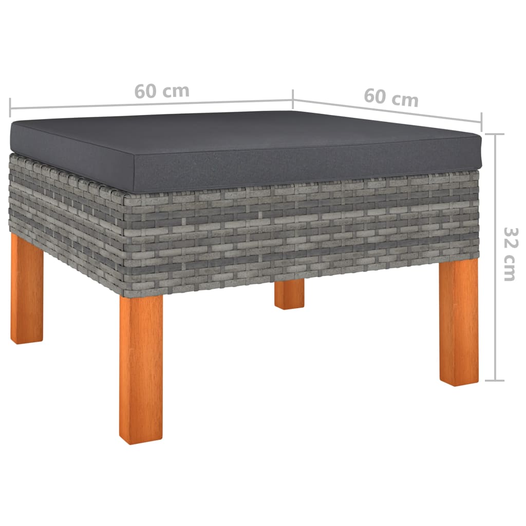 Set Divani da Giardino 10 pz con Cuscini in Polyrattan Grigio