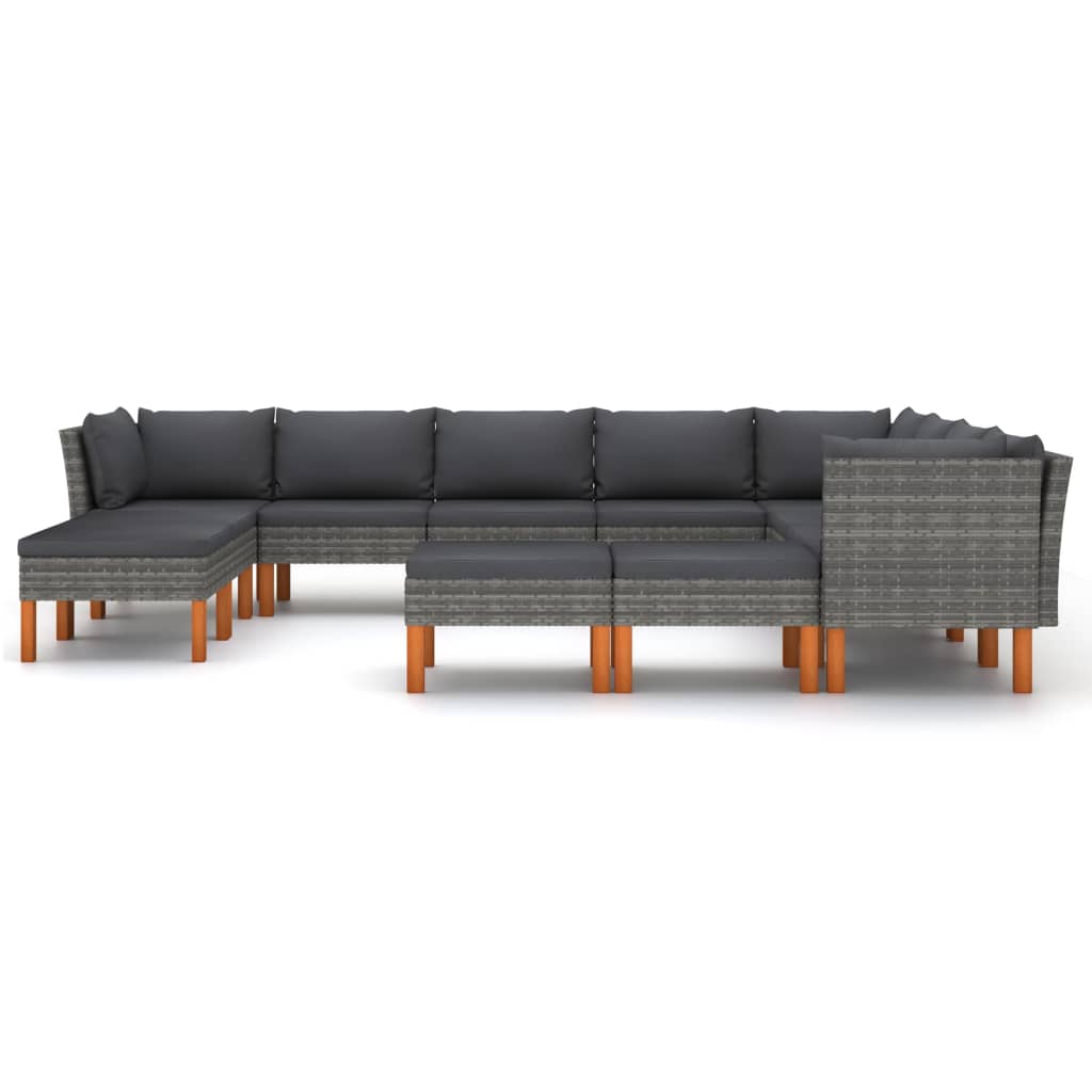 Set Divani da Giardino 12 pz con Cuscini in Polyrattan Grigio