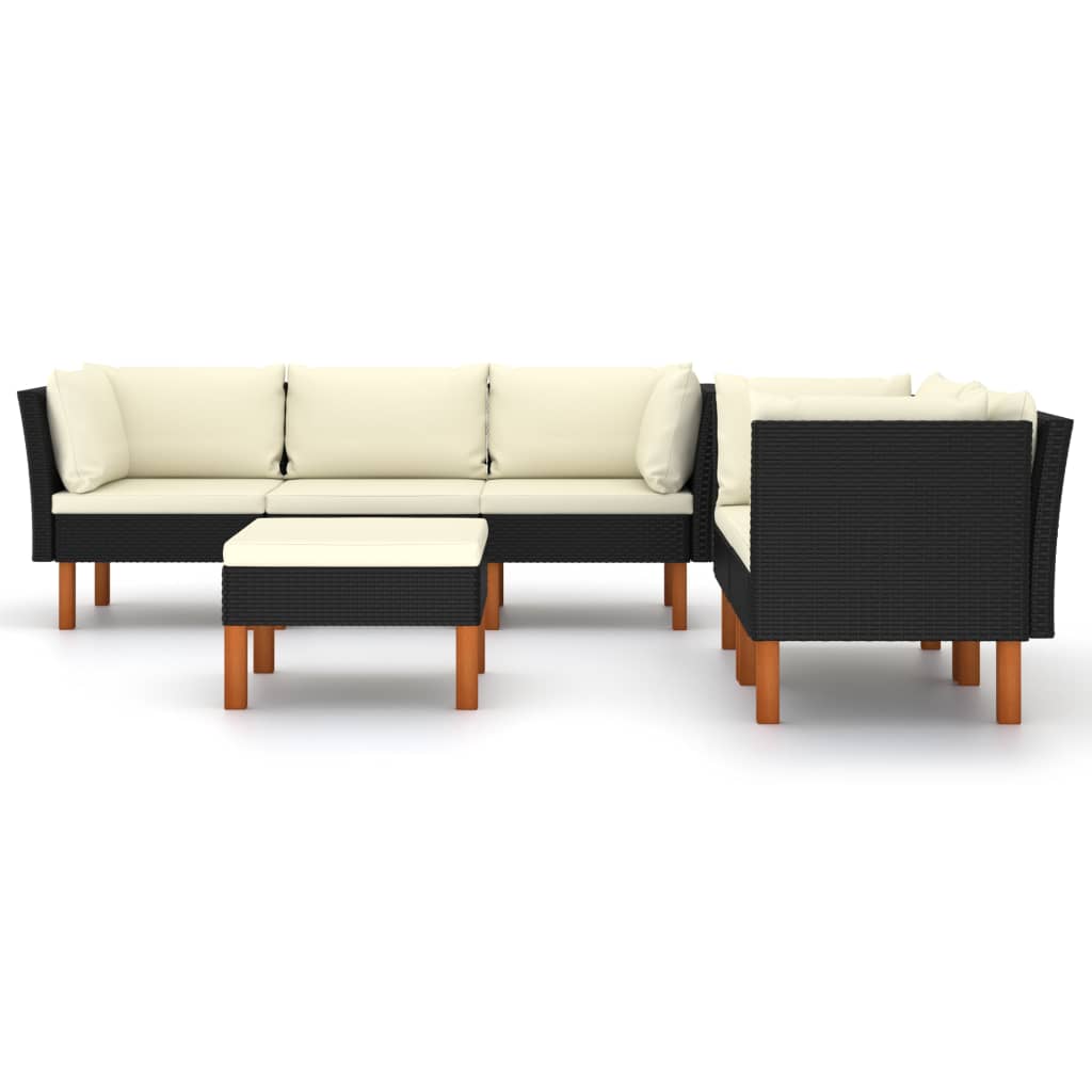 Set Divani da Giardino 6 pz con Cuscini in Polyrattan Nero - homemem39