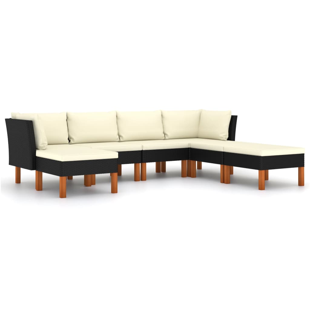 Set Divani da Giardino 7 pz con Cuscini in Polyrattan Nero - homemem39