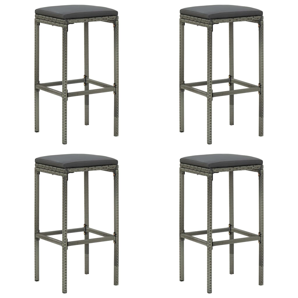 Set da Bar da Giardino 5 pz con Cuscini in Polyrattan Grigio - homemem39