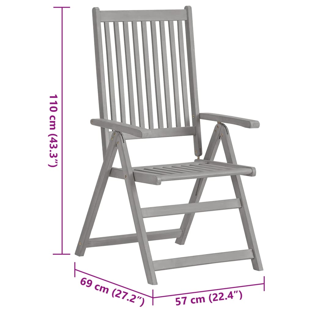 Sedie da Giardino Reclinabili 4 pz con Cuscini Massello Acacia - homemem39