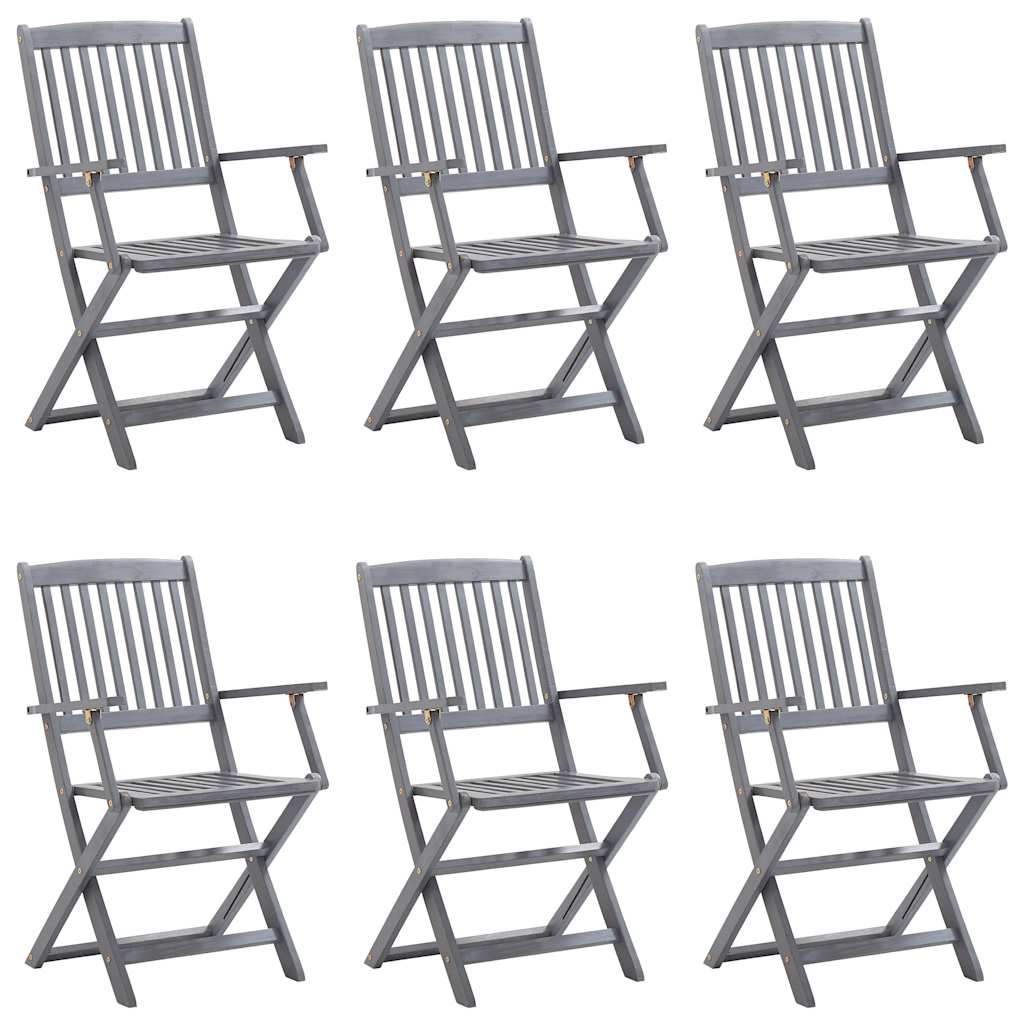 Sedie da Giardino Pieghevoli 6pz con Cuscini in Massello Acacia - homemem39