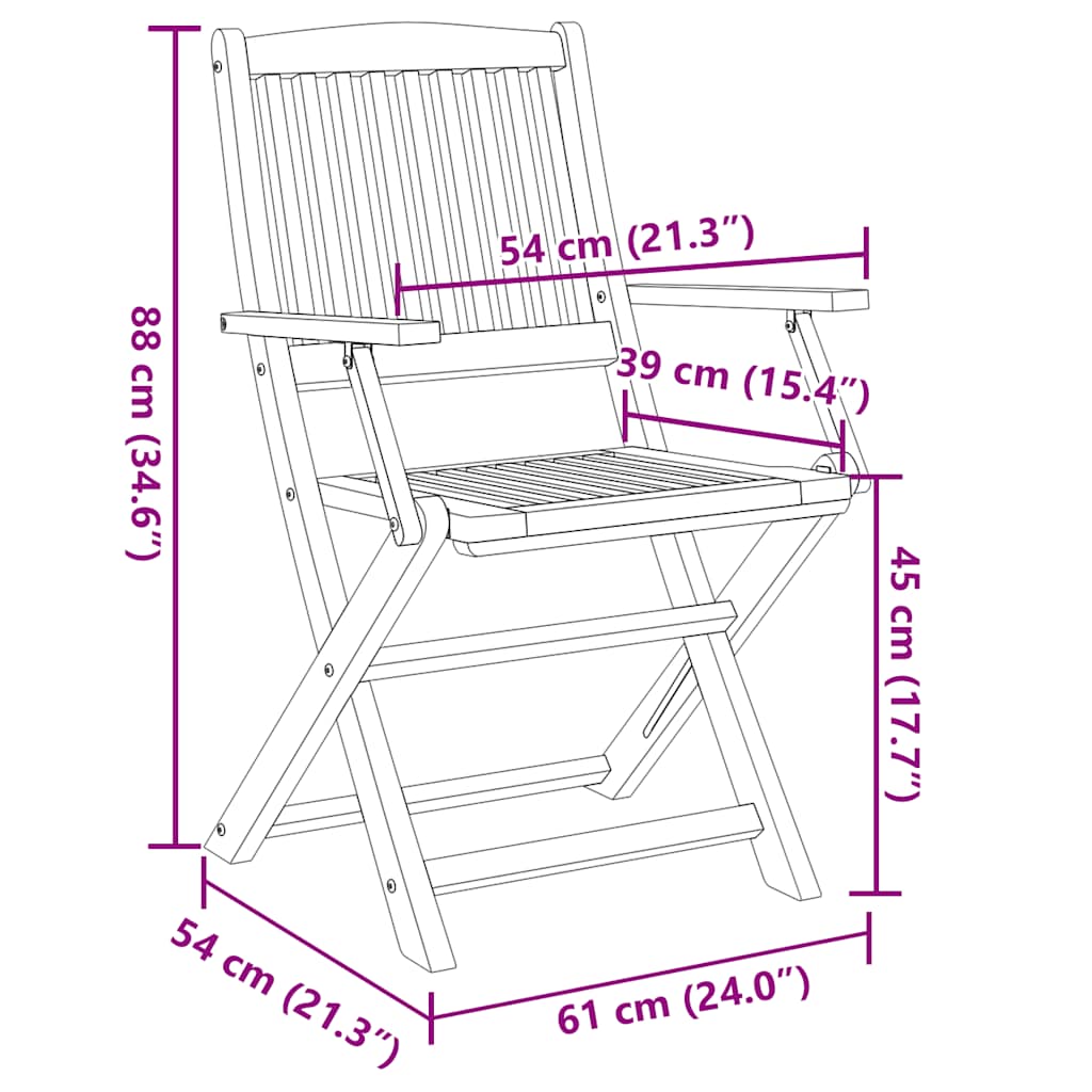 Sedie da Giardino Pieghevoli 6 pz in Legno Massello d'Acacia - homemem39