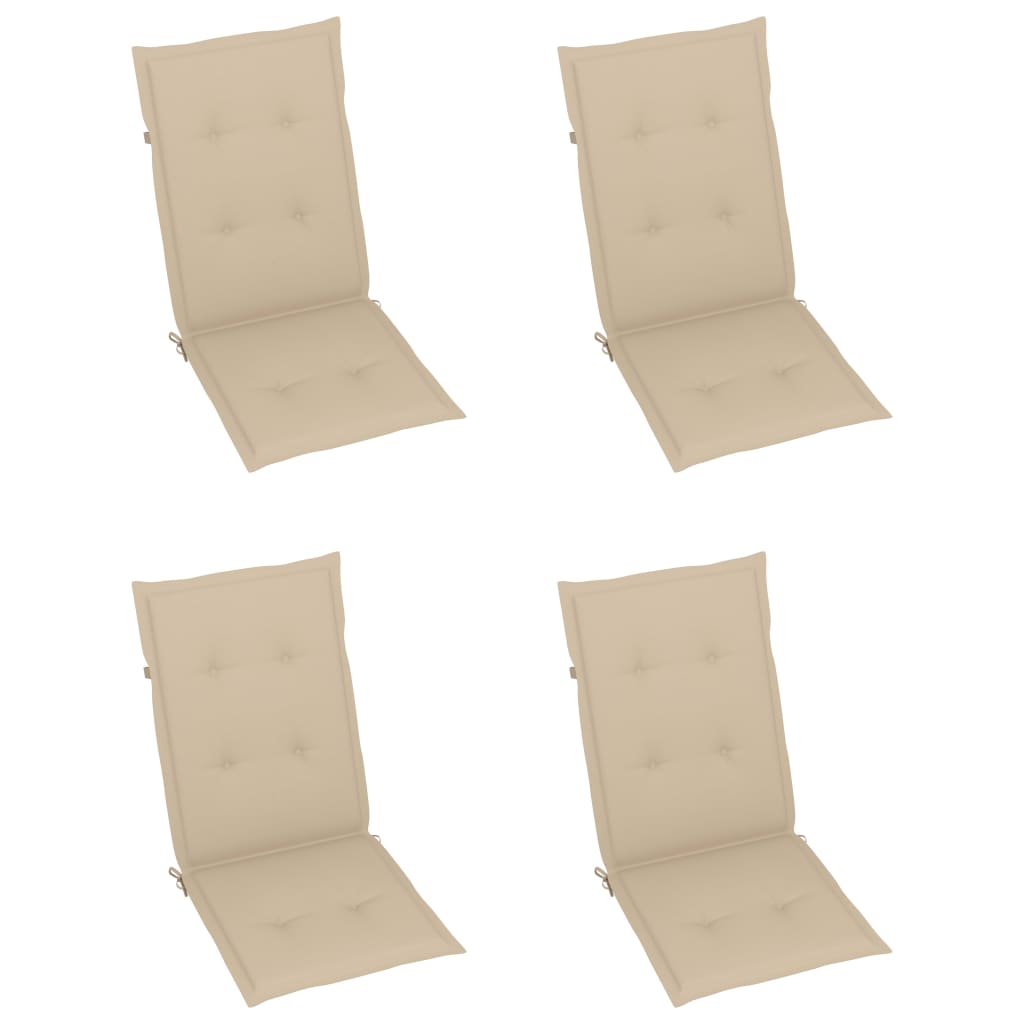 Sedie Giardino 4 pz con Cuscini Beige in Massello di Teak - homemem39