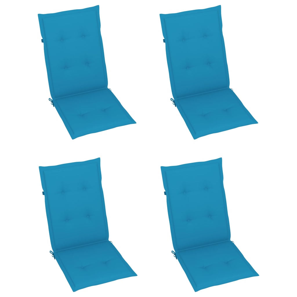 Sedie da Giardino 4 pz con Cuscini Blu Massello di Teak - homemem39