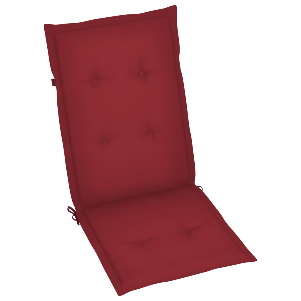 Sedie da Giardino 4 pz con Cuscini Rosso Vino Massello di Teak - homemem39
