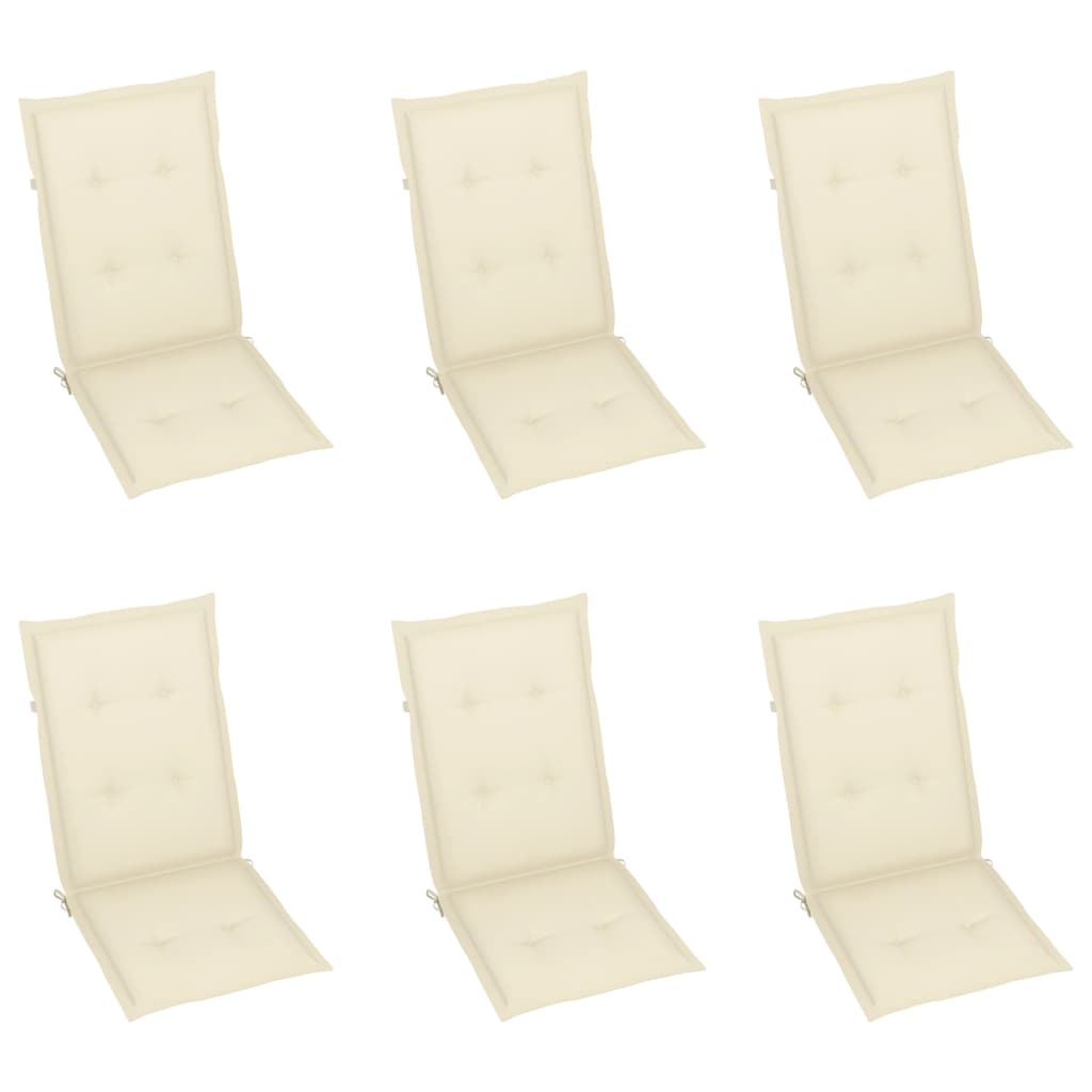 Sedie da Giardino 6 pz con Cuscini Crema Massello di Teak - homemem39
