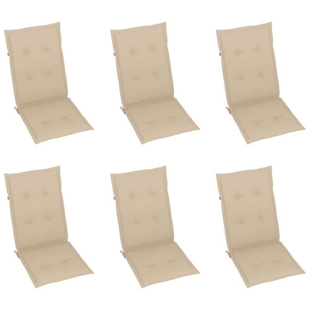 Sedie da Giardino 6 pz con Cuscini Beige in Massello di Teak - homemem39