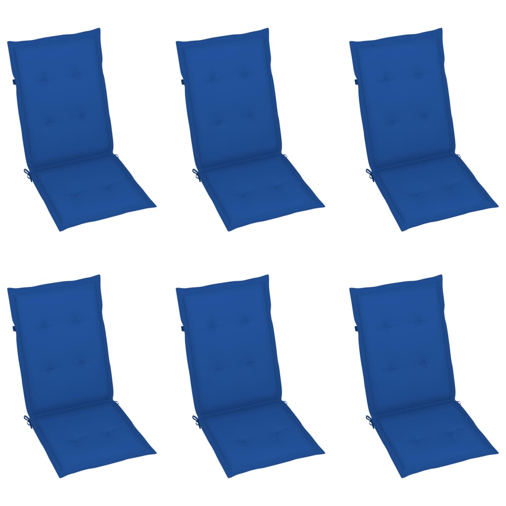 Sedie da Giardino 6 pz con Cuscini Blu Reale Massello di Teak - homemem39