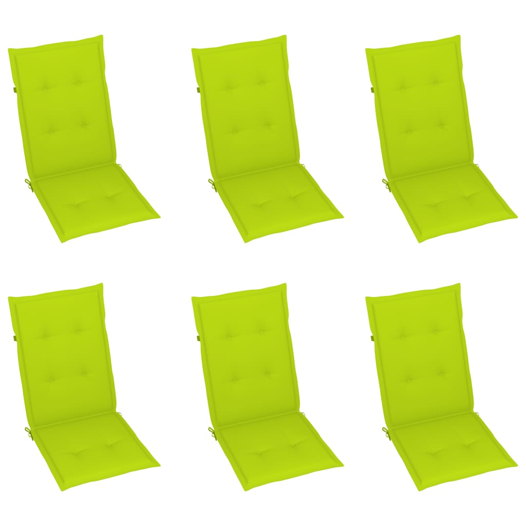 Sedie da Giardino 6 pz e Cuscini Verde Brillante Massello Teak - homemem39