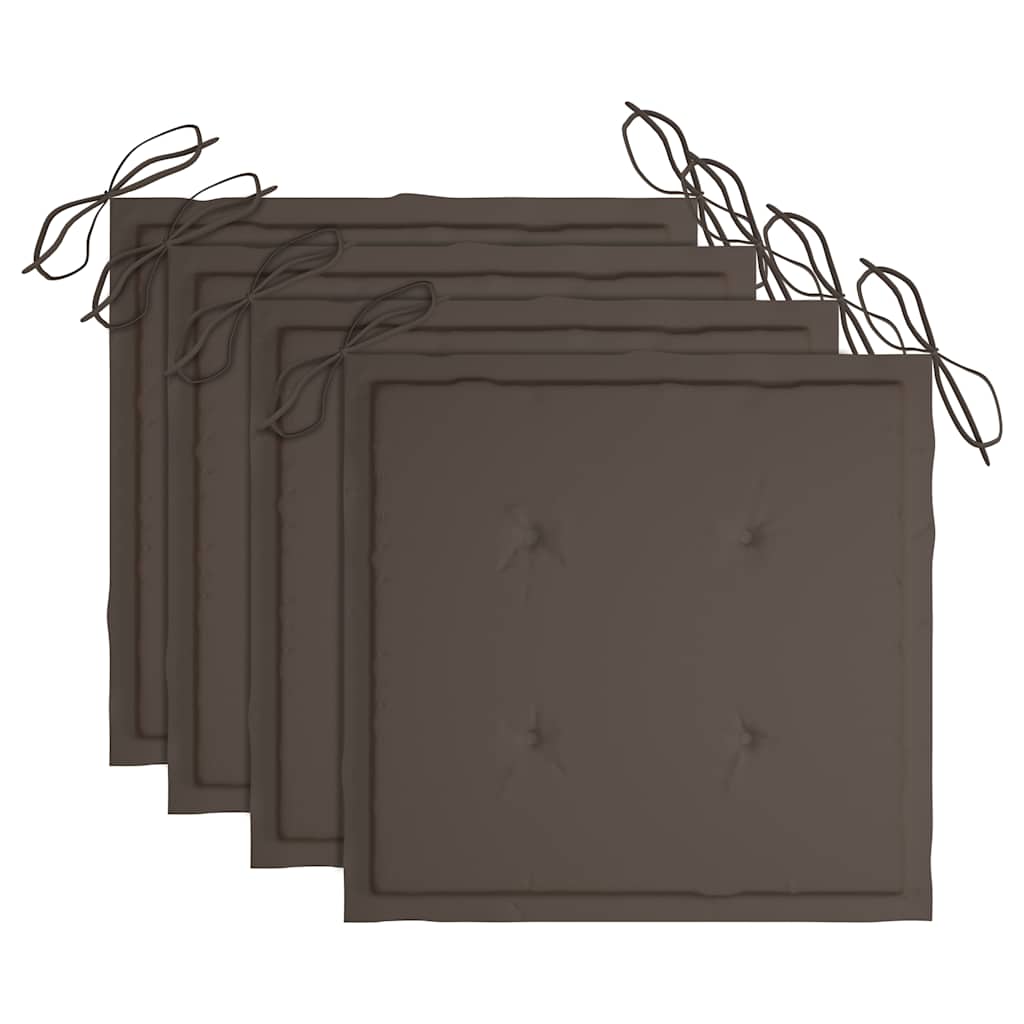 Sedie da Giardino con Cuscini Tortora 4 pz Legno Massello Teak - homemem39