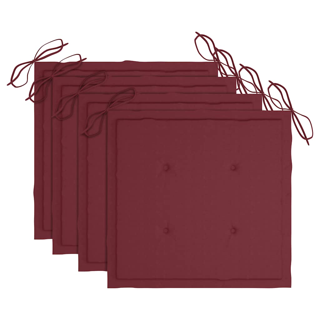 Sedie Giardino con Cuscini Rosso Vino 4 pz Legno Massello Teak - homemem39