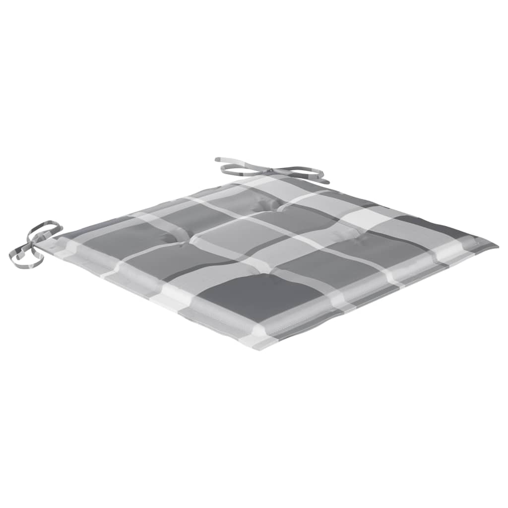 Sedie Giardino Cuscini Motivo Quadri Grigio 4pz Massello Teak - homemem39