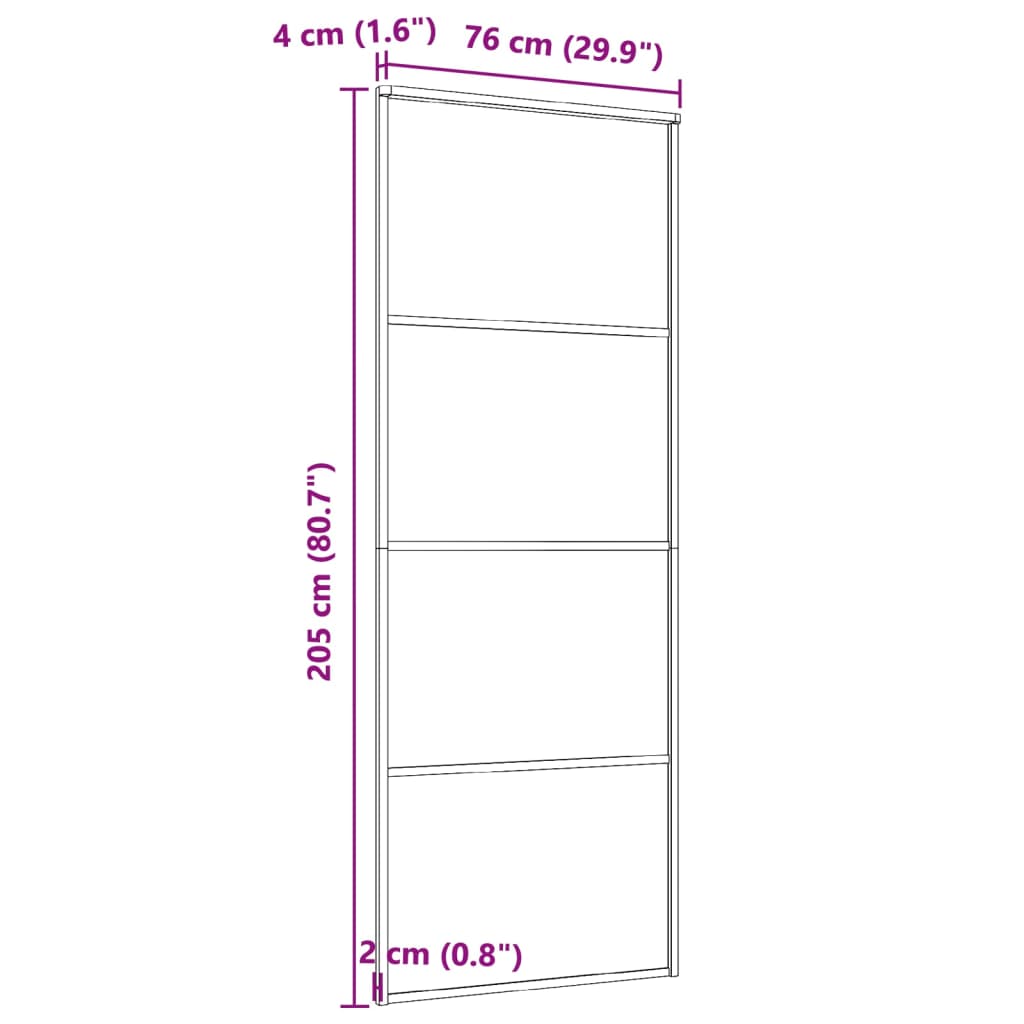 Porta Scorrevole in Alluminio e Vetro ESG 76x205 cm Nera - homemem39