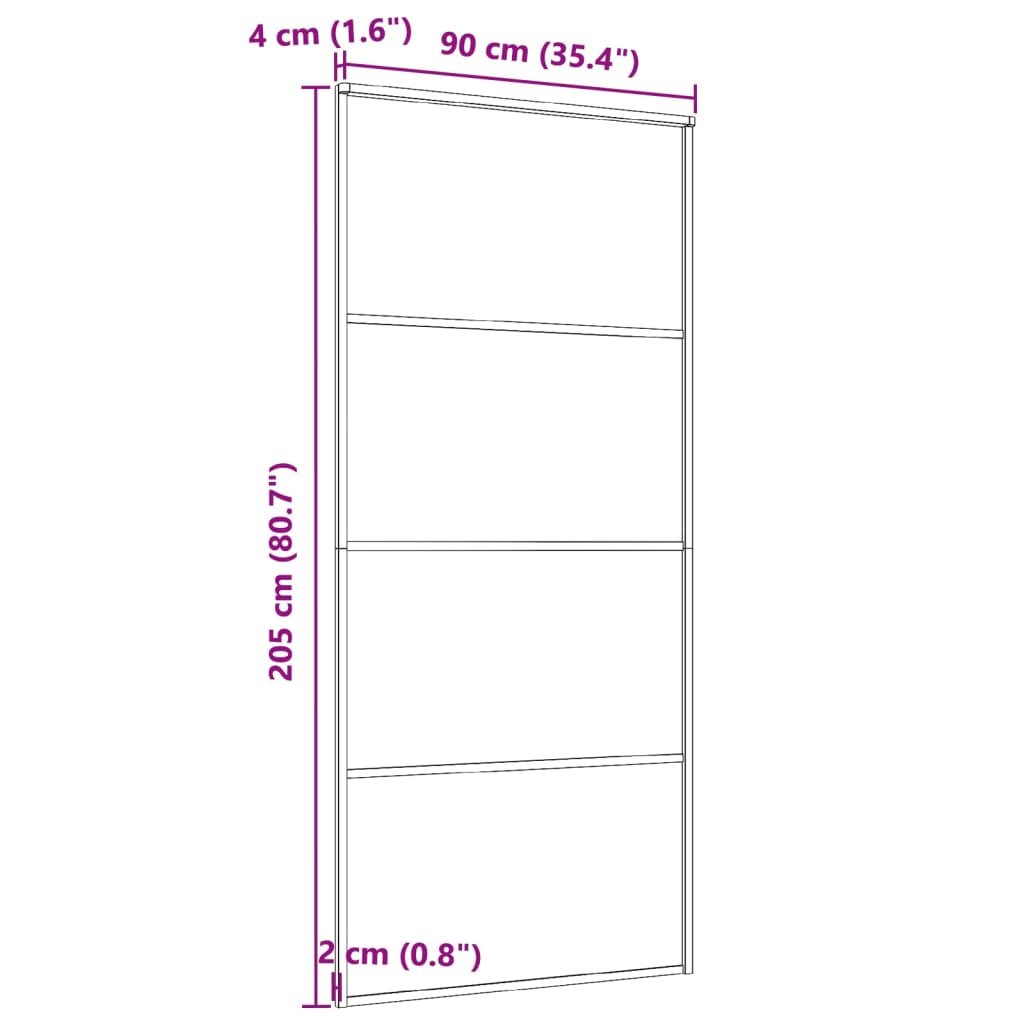 Porta Scorrevole in Vetro ESG e Alluminio 90x205 cm Nera | homemem39