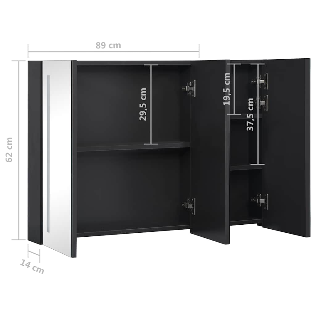 Armadietto Bagno con Specchio e LED 89x14x62 cm | homemem39