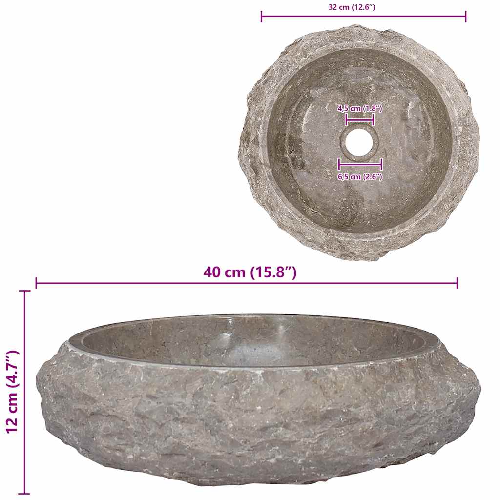 Lavandino Grigio Ø40x12 cm in Marmo
