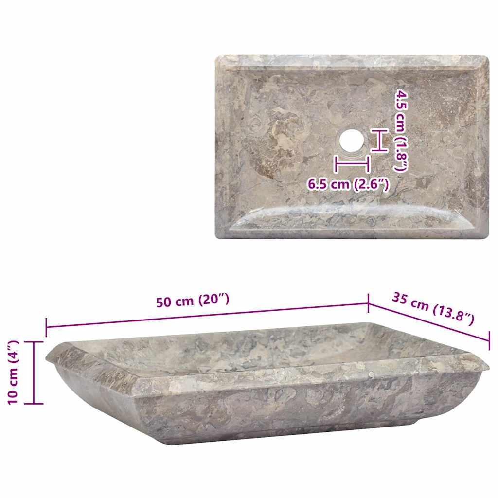 Lavandino Grigio 50x35x10 cm in Marmo - homemem39