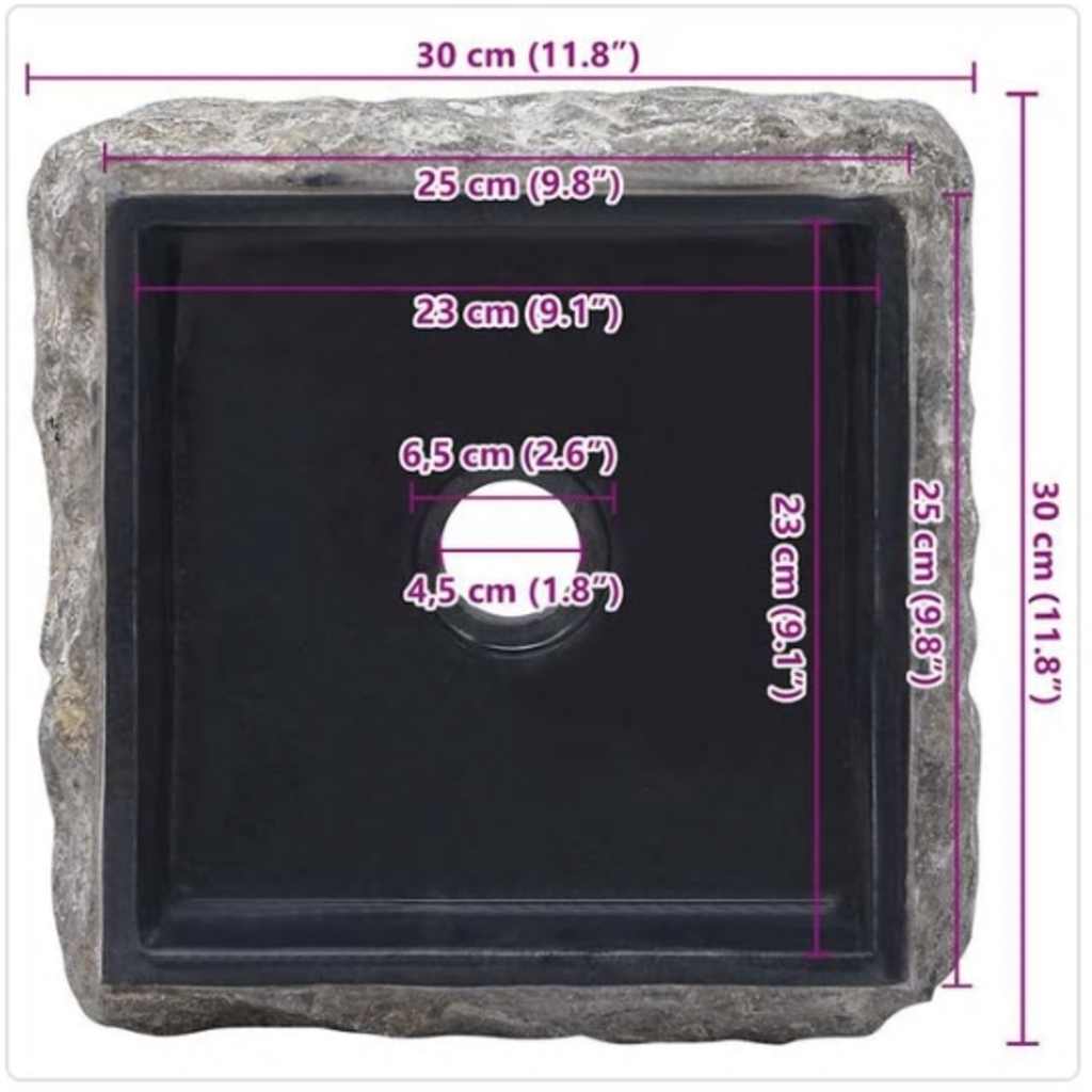 Lavandino Nero 30x30x13 cm in Marmo