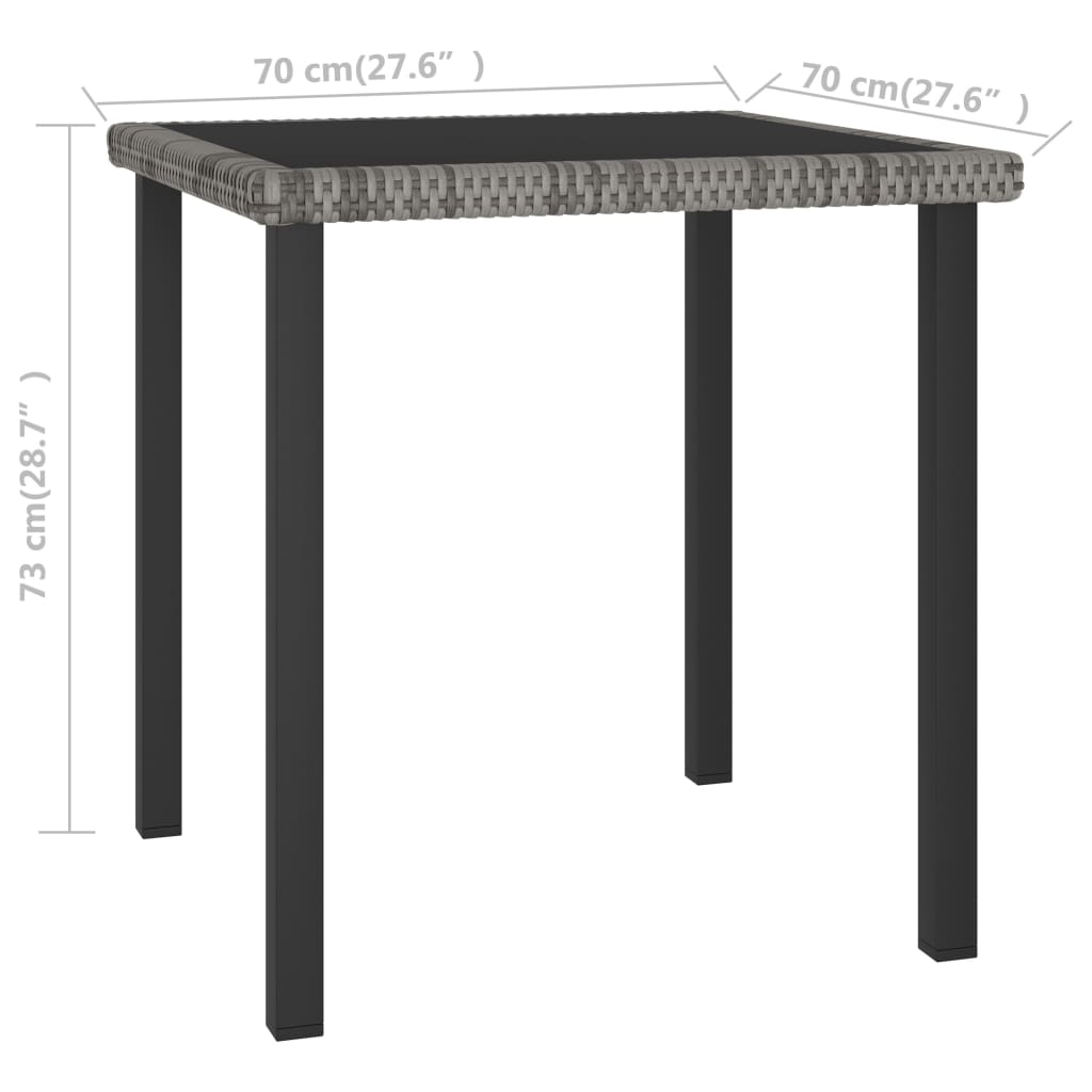 Set da Pranzo da Giardino 3 pz in Polyrattan Grigio | homemem39