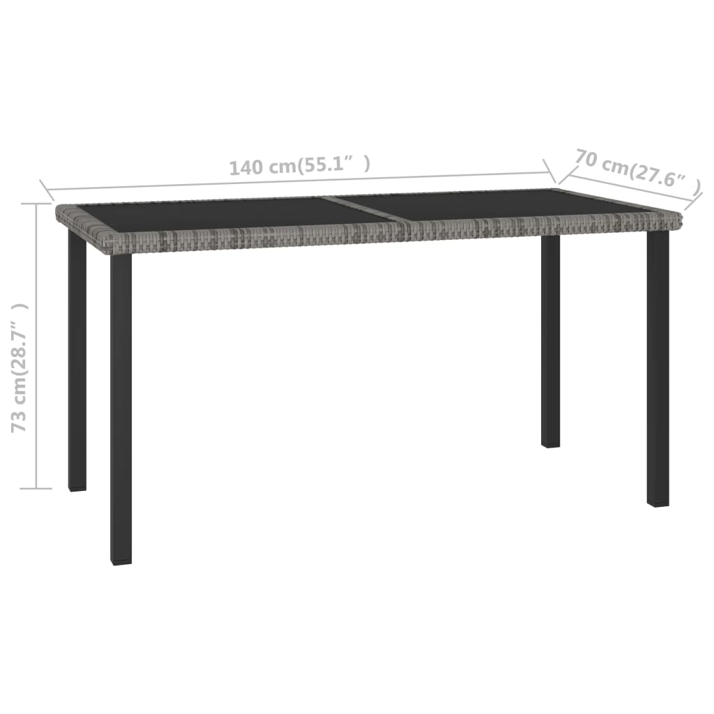 Set da Pranzo da Giardino 5 pz in Polyrattan Grigio | homemem39