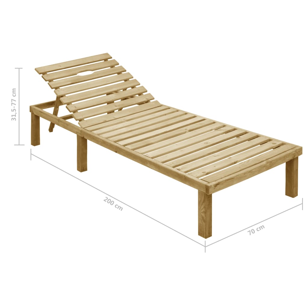Lettino Prendisole con Cuscino Tortora in Legno Pino Impregnato - homemem39