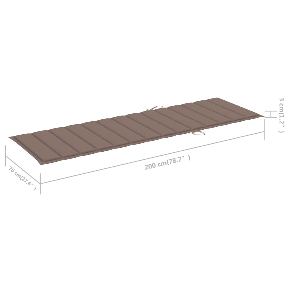 Lettino Prendisole con Cuscino Tortora in Legno Pino Impregnato - homemem39
