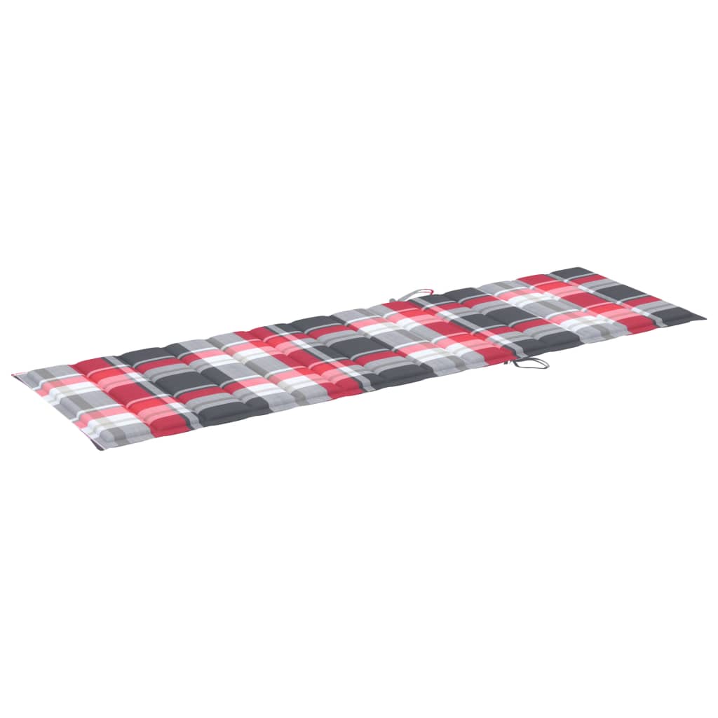 Lettino da Giardino con Cuscino Tartan Rosso in Pino Impregnato - homemem39