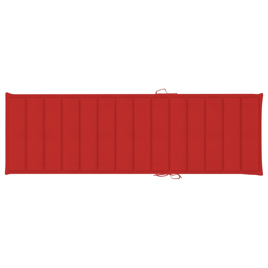 Lettino da Giardino con Cuscino Rosso in Legno Pino Impregnato - homemem39