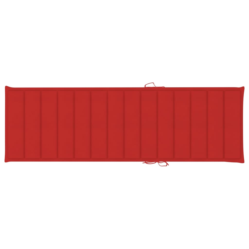 Lettino da Giardino con Cuscino Rosso in Legno Pino Impregnato - homemem39