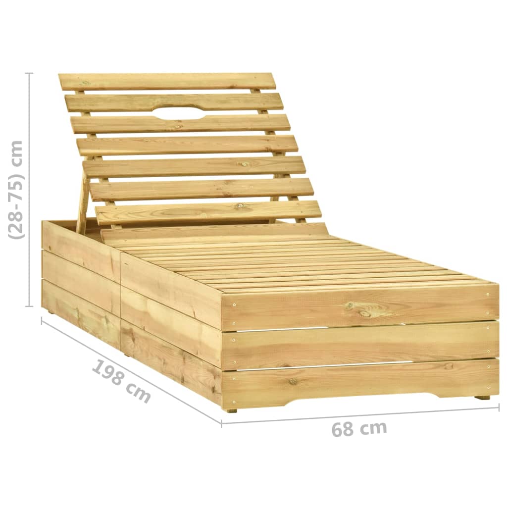 Lettino da Giardino con Cuscino Talpa in Legno Pino Impregnato - homemem39
