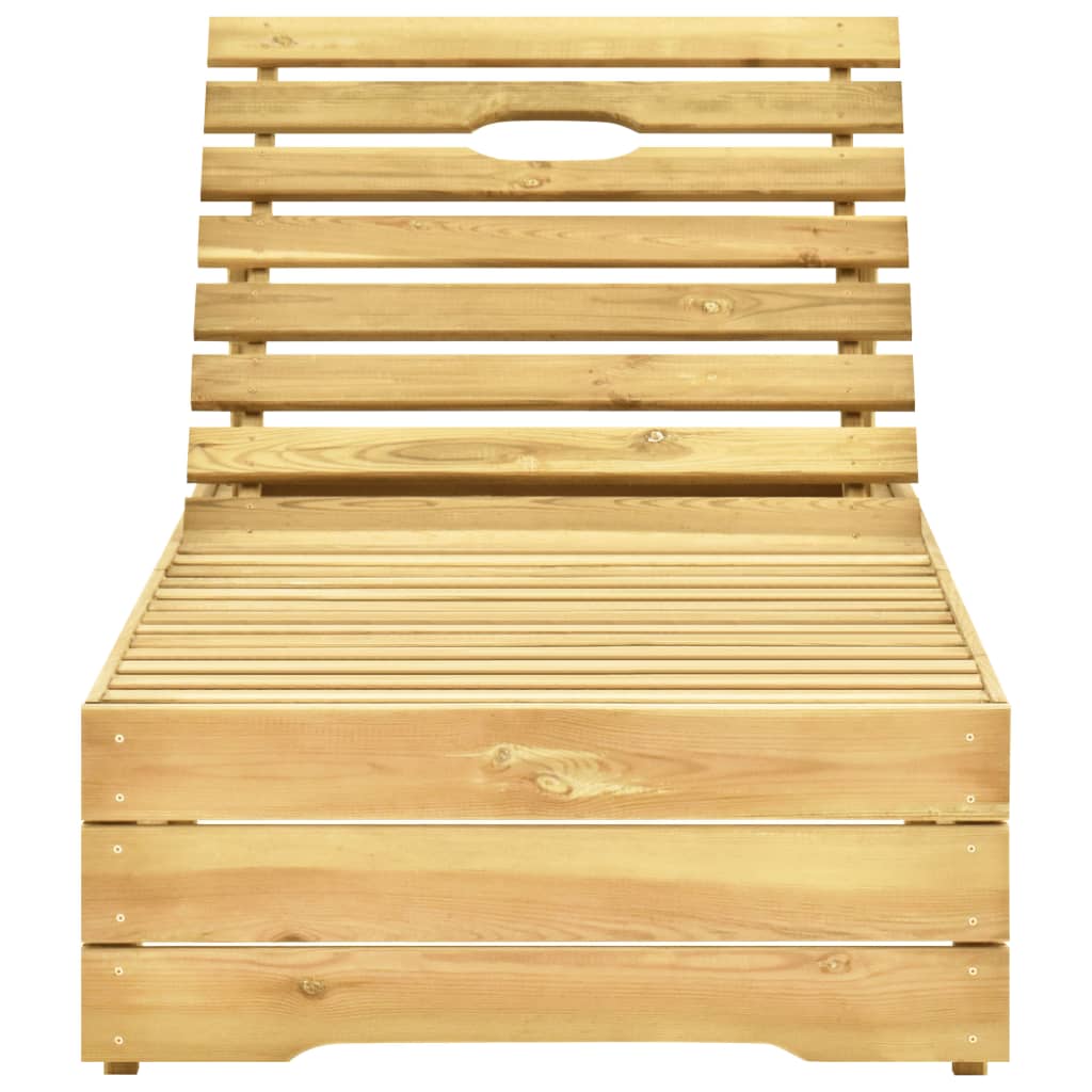 Lettino da Giardino con Cuscino Tartan Rosso in Pino Impregnato - homemem39