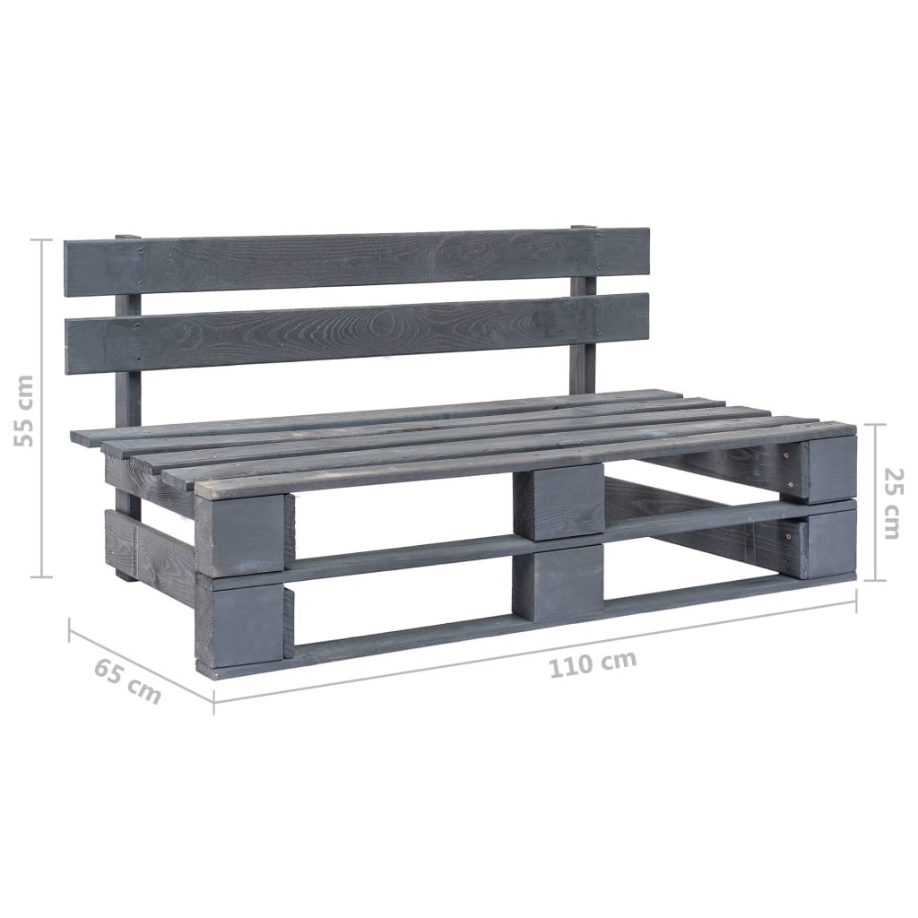 Divano Centrale da Giardino Pallet Legno Pino Impregnato Grigio | homemem39
