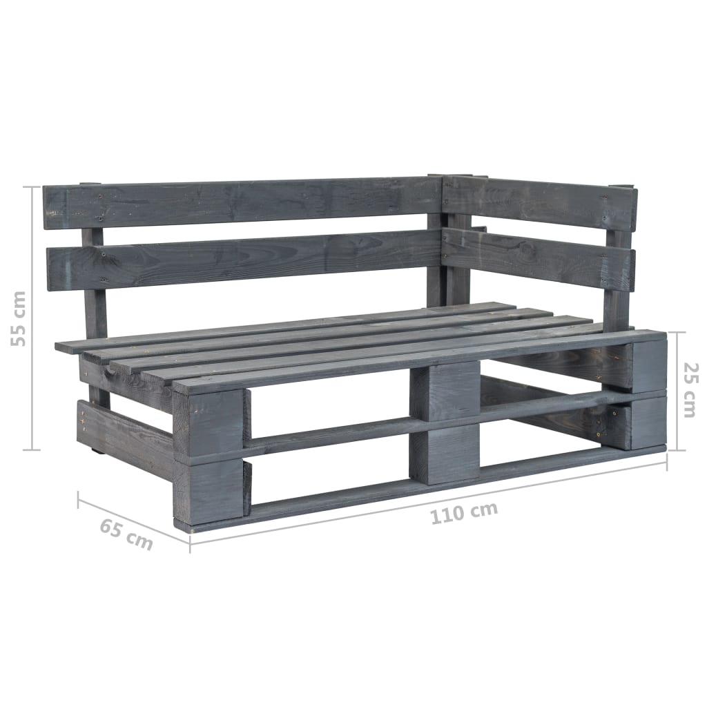 Set Divani in Pallet con Cuscini 4 pz in Pino Impregnato Grigio | homemem39