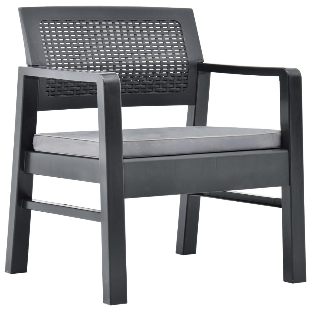 Set Divani da Giardino con Cuscini 3 pz in Plastica Grigio - homemem39