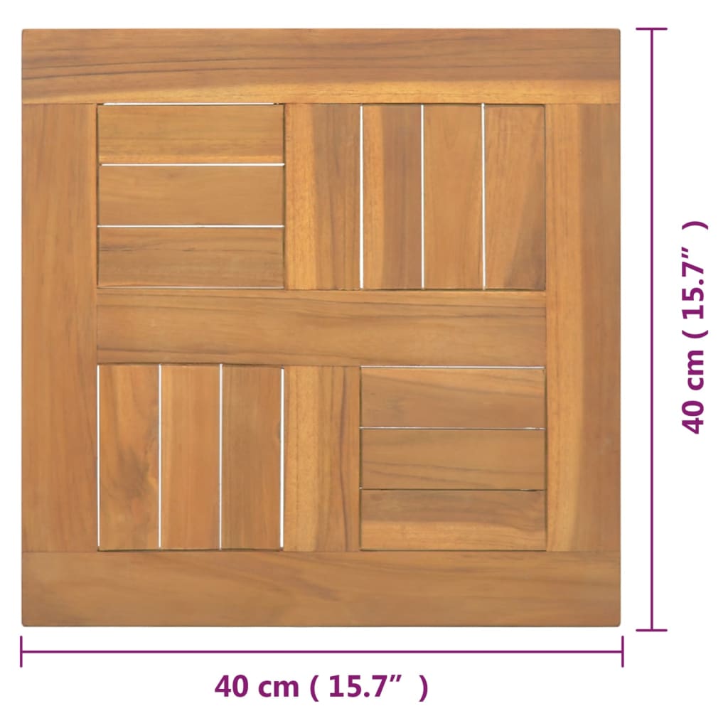 Piano Tavolo Quadrato 40x40x2,5 cm in Legno Massello di Teak - homemem39