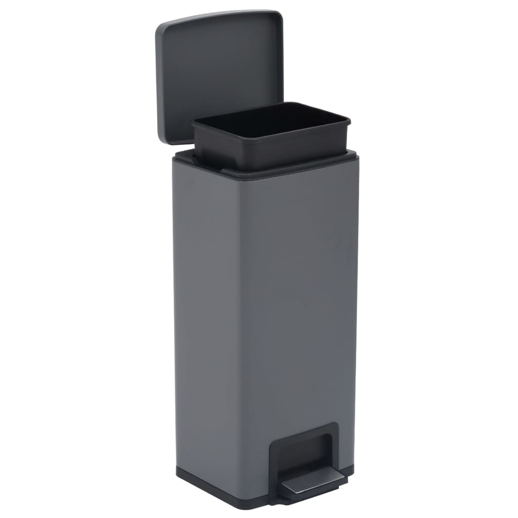 Pattumiera a Pedale Anti-Impronte 30 L Grigia in Acciaio Inox - homemem39