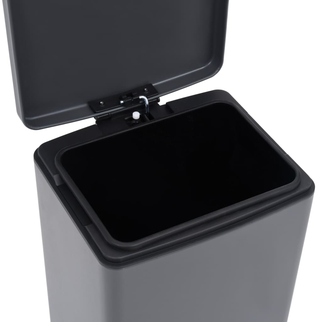 Pattumiera a Pedale Anti-Impronte 30 L Grigia in Acciaio Inox - homemem39