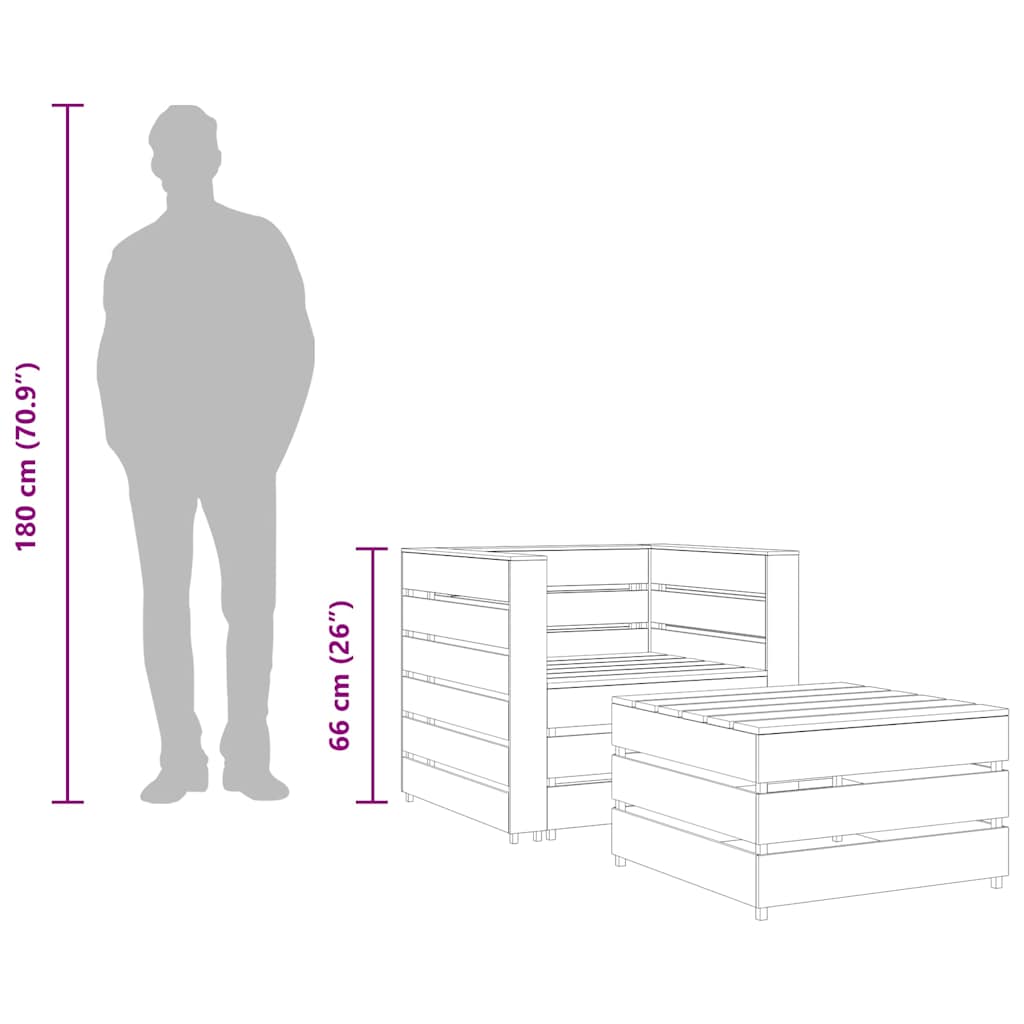 Set Divani da Giardino su Pallet 2 pz in Pino Impregnato Grigio | homemem39
