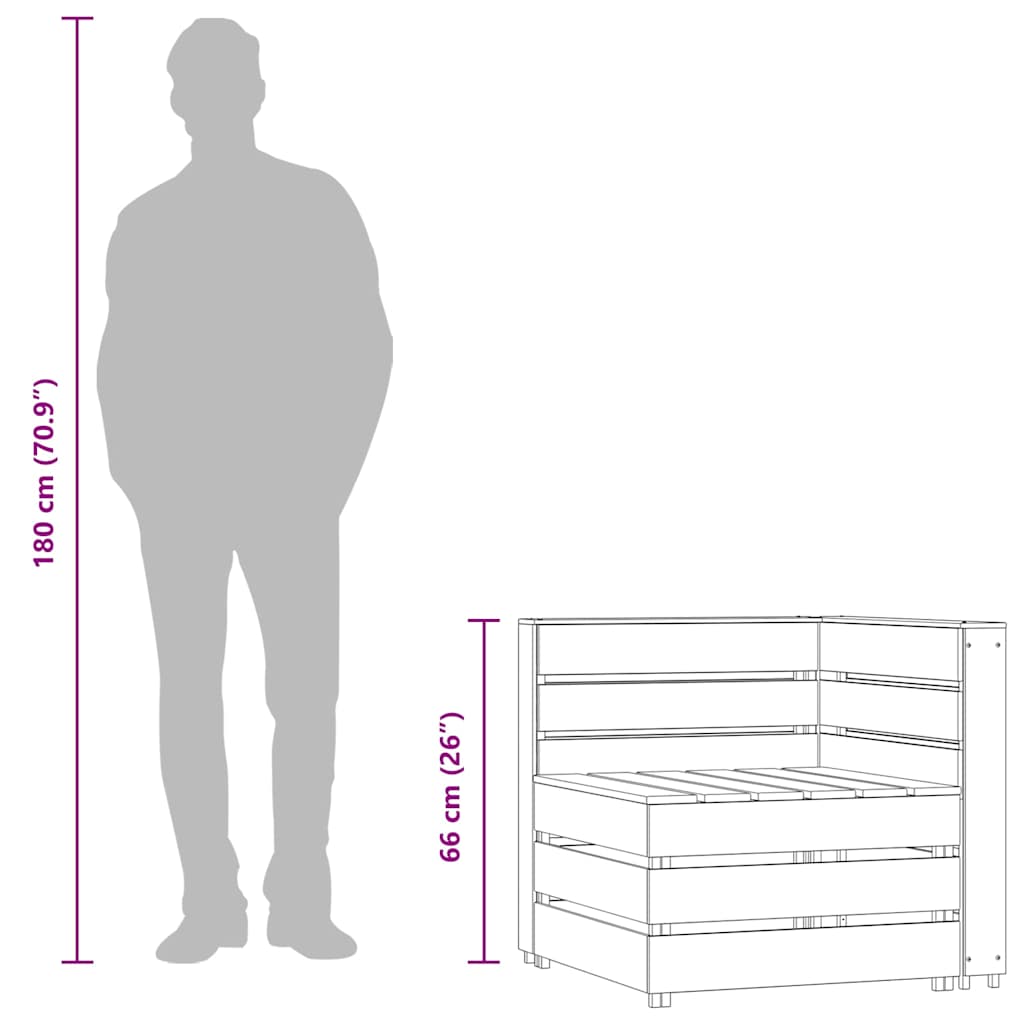Divano Angolare da Giardino su Pallet Legno di Pino Impregnato