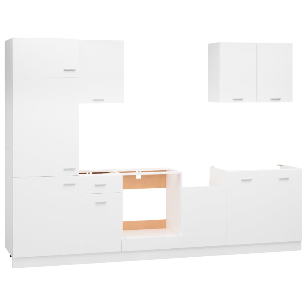 Set Armadi da Cucina 7 pz Bianco in Truciolato - homemem39