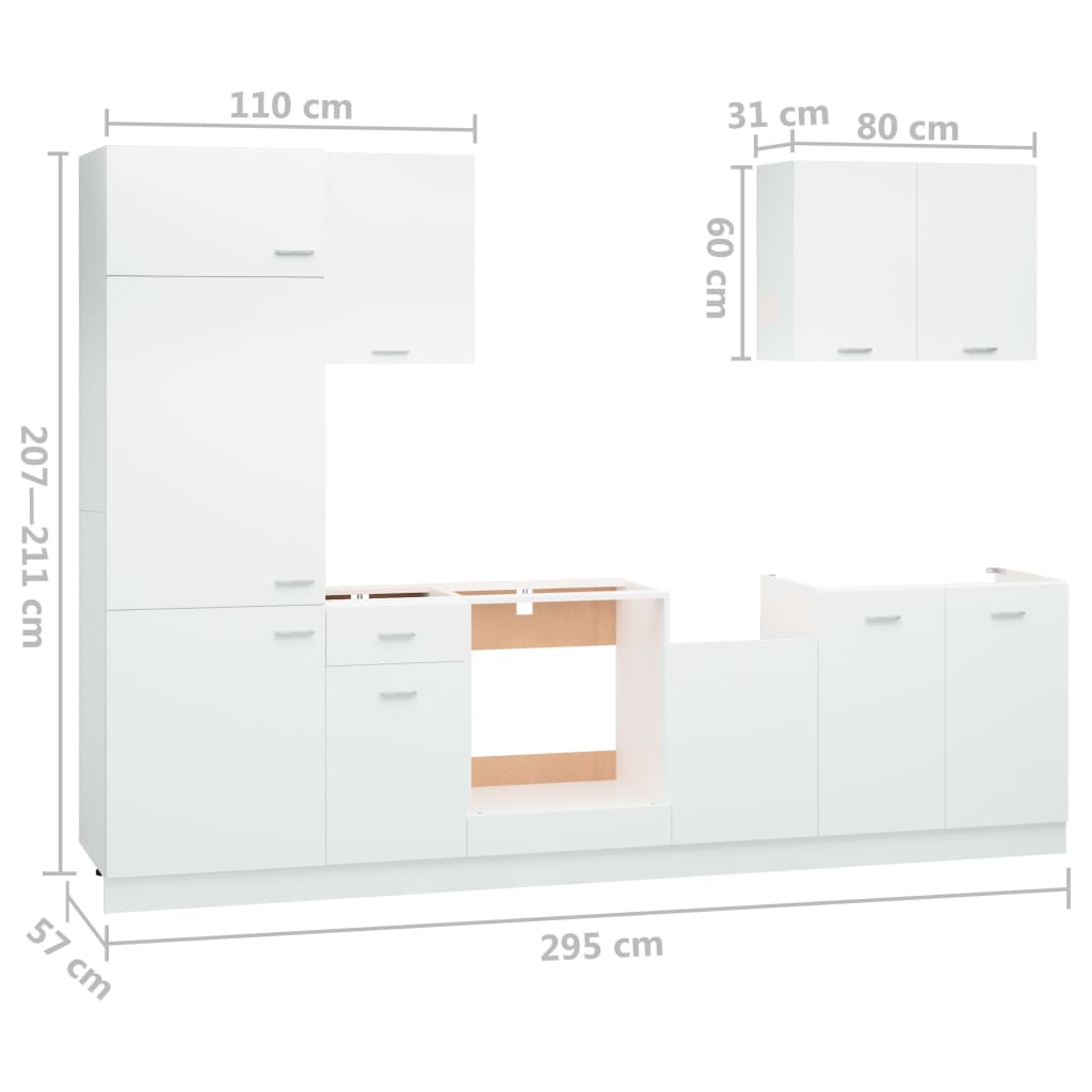 Set Armadi da Cucina 7 pz Bianco in Truciolato - homemem39