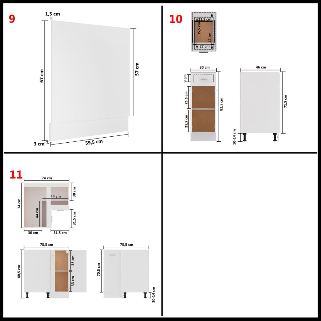 Set Armadi da Cucina 11 pz Bianco in Truciolato - homemem39