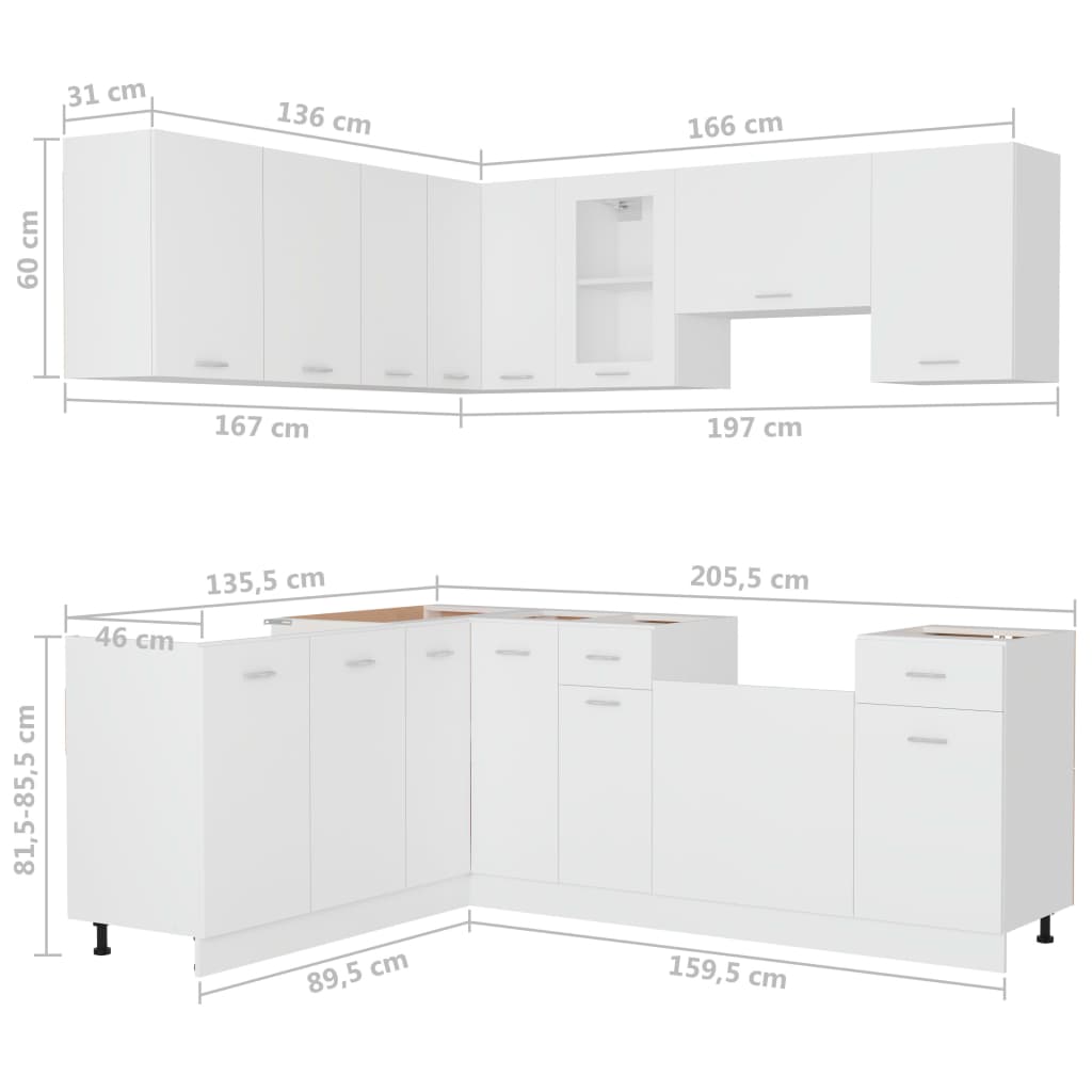 Set Armadi da Cucina 11 pz Bianco in Truciolato - homemem39