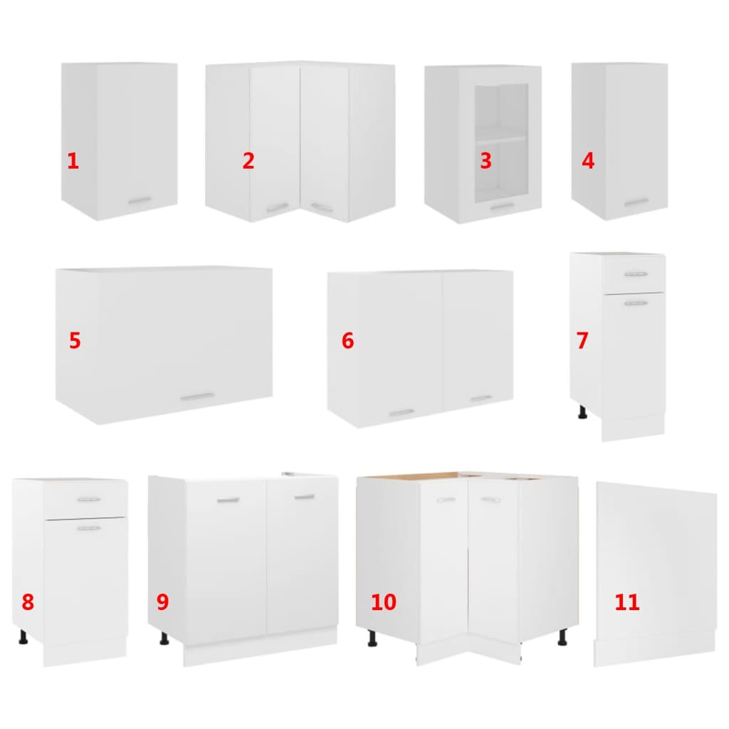 Set Armadi da Cucina 11 pz Bianco in Truciolato - homemem39